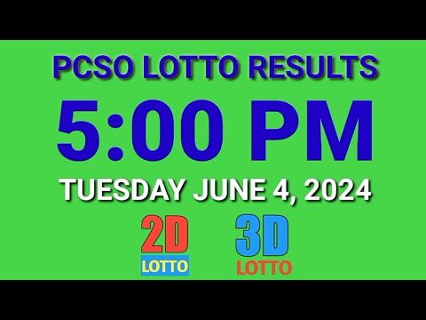 5pm Lotto Results Today June 4, 2024 Tuesday ez2 swertres 2d 3d pcso on