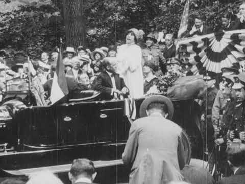 Sarah Bernhardt Addresses Crowd in Prospect Park, Brooklyn (1917 Original Black & White Film)