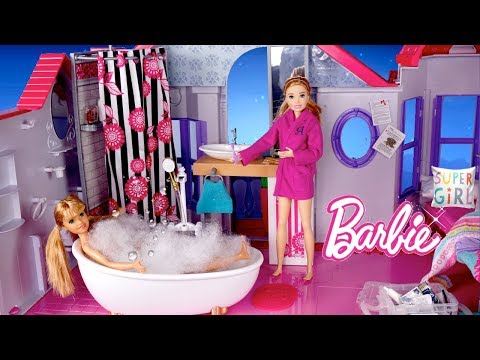 Barbie New Twins Evening Bedtime Routine for Kids - Barbie mini van!