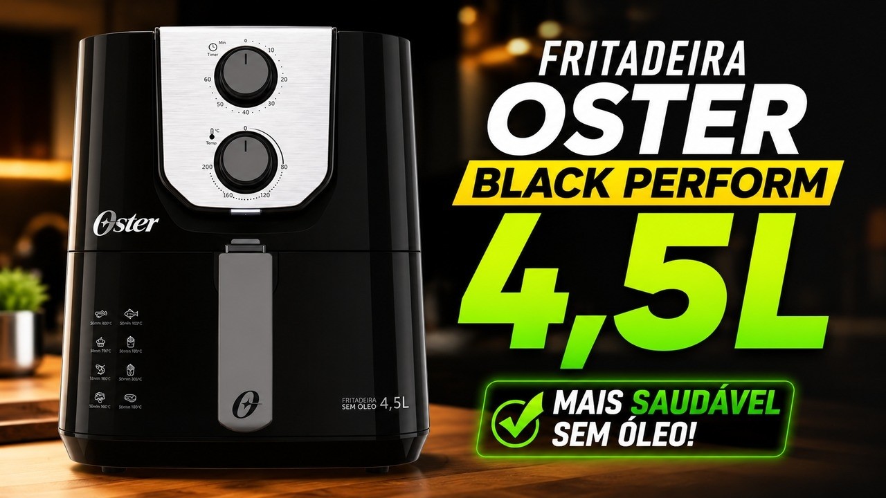 Miniatura da avaliação em vídeo de Fritadeira Oster Black Perform 4,5L OFRT510