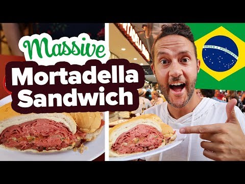 MASSIVE Brazilian Sandwich! First time eating a Mortadella Sandwich. What to eat in Sao Paulo Brazil