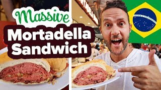 MASSIVE Brazilian Sandwich! First time eating a Mortadella Sandwich. What to eat in Sao Paulo Brazil