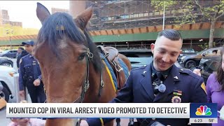 Mounted cop in viral arrest video promoted to detective | NBC New York 
