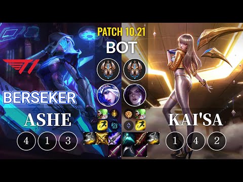 T1 Berseker Ashe vs Kai'Sa Bot - KR Patch 10.21