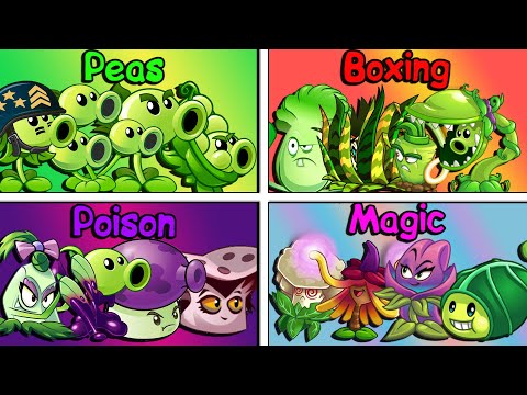 4 Team Plant PEA vs MAGIC vs BOXING vs POISON - Who Will Win? - PvZ 2 Battlez