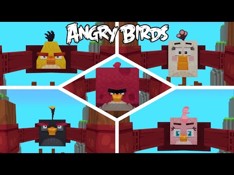 Angry birds Minecraft all birds in slingshot