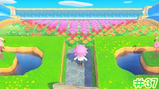 【あつまれどうぶつの森】絶景の花畑スポット！滝の完成#37【ユートピア島】