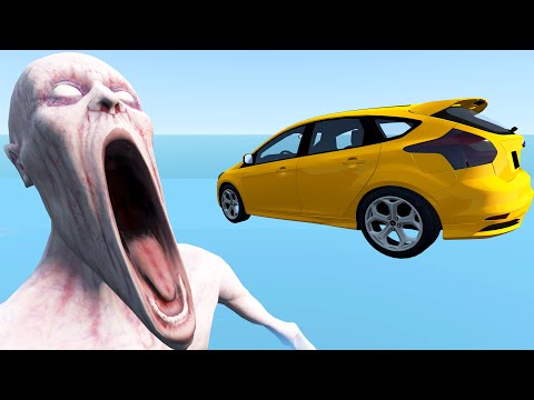 Jumping Cars over Biggest Container Ships with The Shy Guy (SCP-096) - BeamNG.Drive