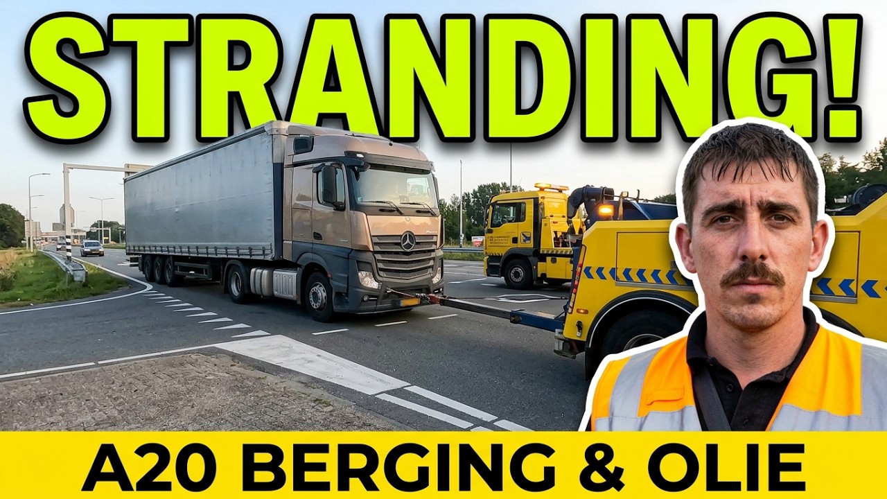 Vrachtwagen haalt net niet de eind streep + auto verliest olie op snelweg