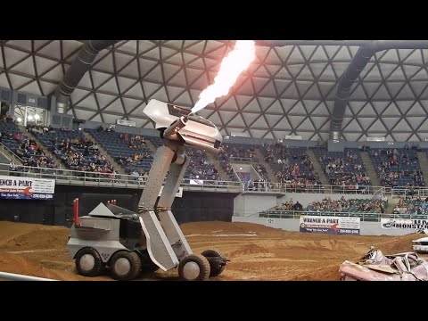 Robot wars Transformer Galactron vs Reptar Battlebot it out