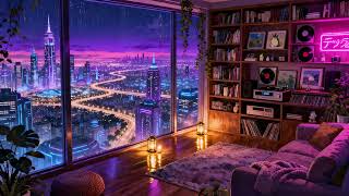Urban Rainy Window 🌧️✨ Soft Lofi Music & Peaceful Night City Lights 🌆