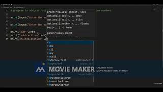 Download the video "Python program to add subtract multiplication and division taking input from user"