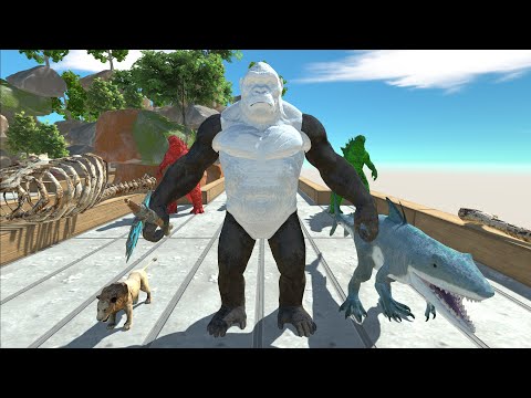 KING KONG  LION AND KING SHARK DEATH RUN - Animal Revolt Battle Simulator