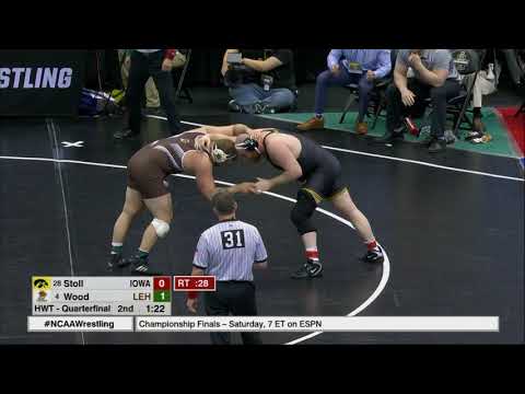 2019 NCAA Wrestling (HWT) Quarterfinal - (4) Jordan Wood (LEH) vs. (28) Sam Stoll (Iowa)