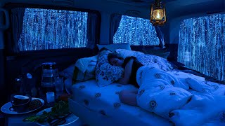 Barulho de Chuva e Trovoadas na floresta para Dormir Profundamente - Chuva forte na Janela do Carro