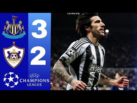 Newcastle vs Qarabag FK 3-2 Highlights | Tonali & Sven Botman Goals • Champions League