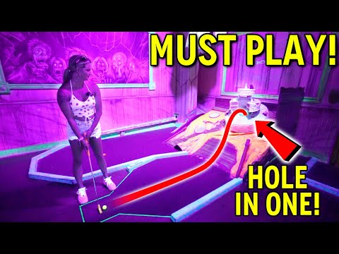Elisha's Favorite Blacklight Mini Golf Course! - Epic One of a Kind Course!