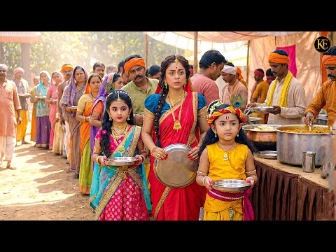 भंडारे की पंक्ति में बाल कान्हा, राधा और यशोदा मैया || यशोमती मईया के नंदलाला || Shree Krishan leela