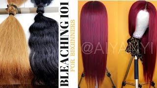 How I Bleach Hair Bundles From Black To Blonde Detailed Tutorial How To Bleach Your Bundles Evenly Beginner Friendly Ali Julia Peruvian Bodywave