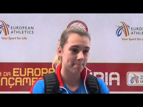 Sara Kolak (CRO) after 2nd place in Javelin U23 Women, Leiria 2014