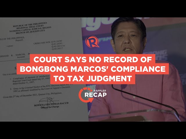 Court: No record of Marcos complying with tax judgment