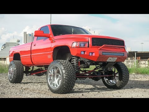 1996 SECOND GEN RAM 12 VALVE CUMMINS ON 24X14S WITH A 9 INCH LIFT IN DALLAS!