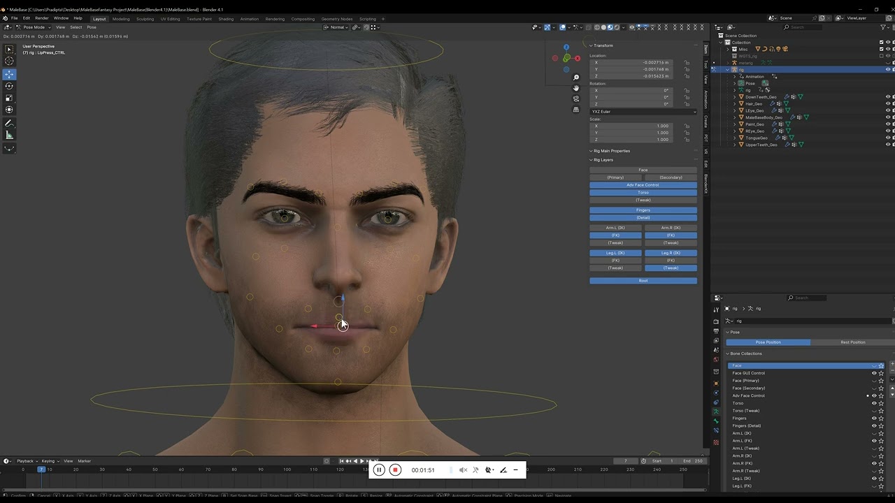 Male Base Rig 3D Model
