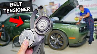 DODGE CHALLENGER SERPENTINE BELT TENSIONER REPLACEMENT REMOVAL LOCATION