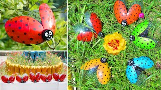 Recycle Old Plastic Bottles into Lovely Ladybug Four Wings for Your Garden
