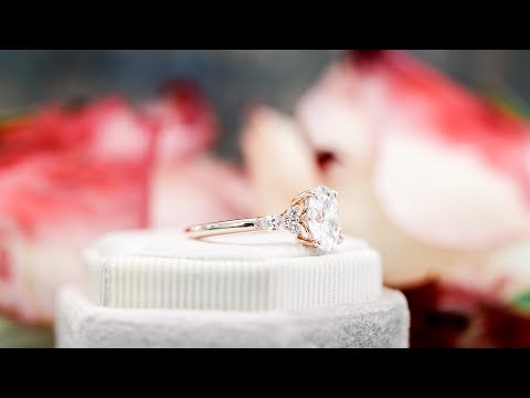 1.5ct Oval Lab Diamond Ring with Round & Marquise Cluster Side Stones  14k Rose Gold | Ada Diamonds