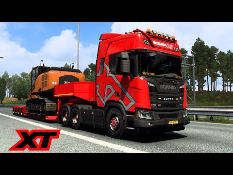 ETS2 [1.40] Scania R730 XT V8 - Graafmachine naar Brussel 🇧🇪