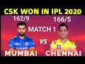 CSK Win Status 2020 CSK Winning Whatsapp Status Tamil CSK Won In First Match Ipl 2020 MI VS CSK