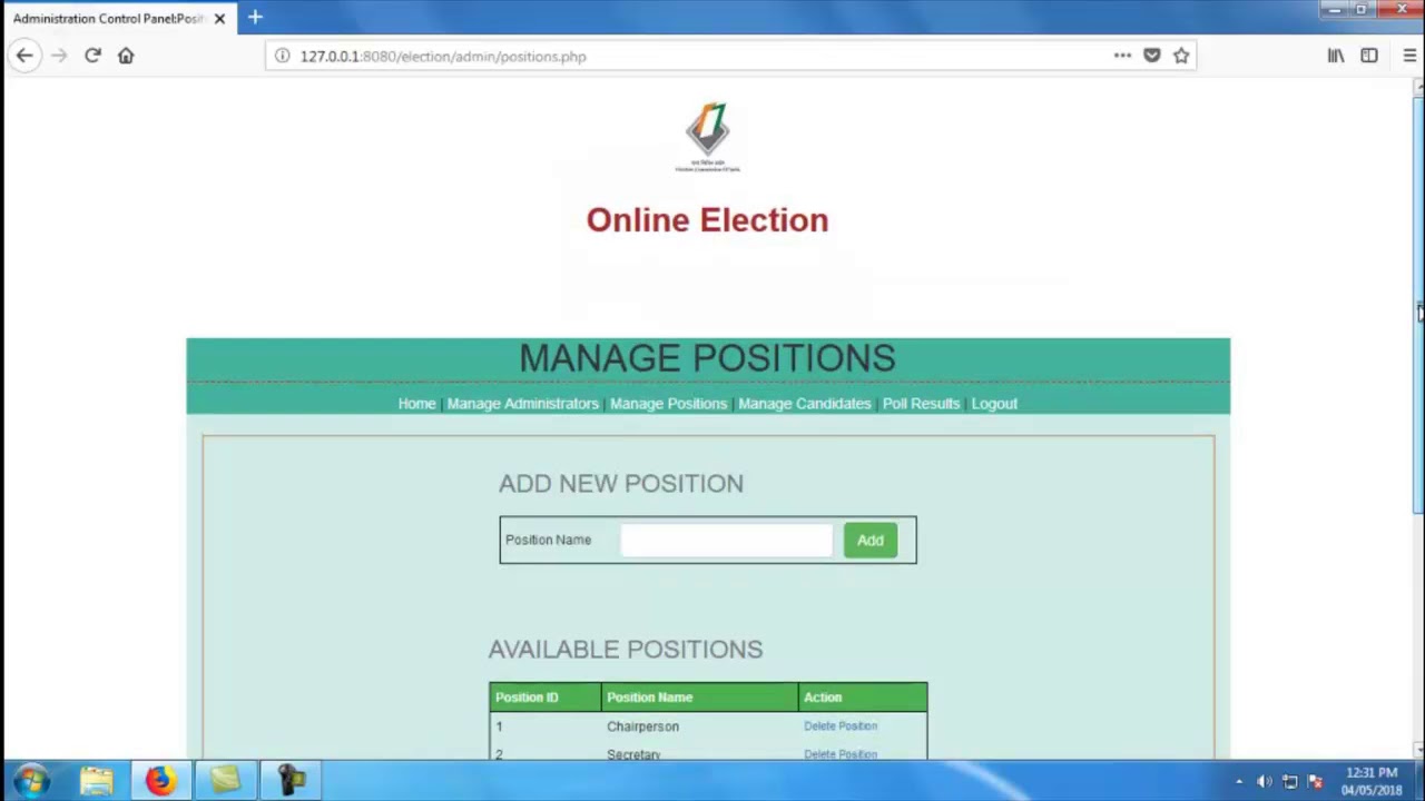 Election Management System | Student Projects