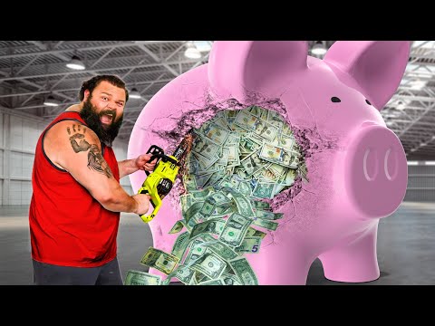 Giant Piggy Bank vs World's Strongest Man!