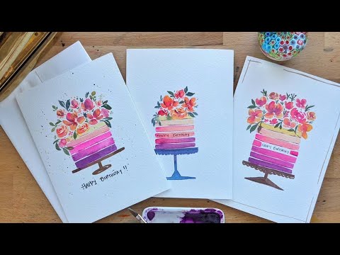 EASY watercolor birthday card tutorial, perfect DIY gift for your favorite person