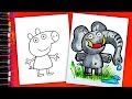 Peppa Pig Changed Into Big Elephant Drawing Coloring Book
