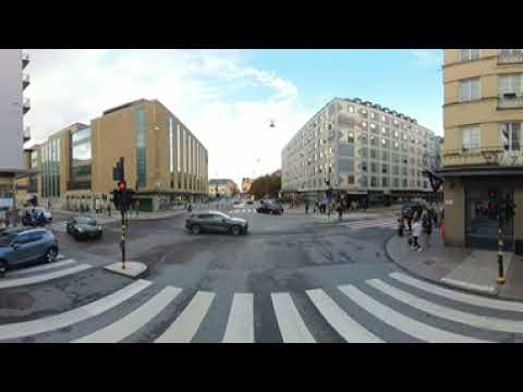Bike ride Götgatan, street of Stockholm Sweden in 360 movies, 360 VR
