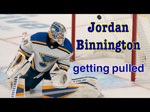 JORDAN BINNINGTON getting pulled after 4th goal (vs San Jose Sharks)
