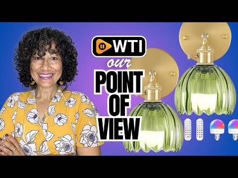 Vintage Battery Operated Wall Sconce with Green Tulip Glass - WTI product video review