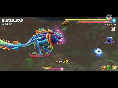 10 gold rushes in 3m 10s | Hungry Shark World daily contest