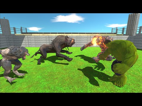 CEBERUS AND WEREWOLF THE WAR LAVABOY AND HULK  - Animal Revolt Battle Simulator