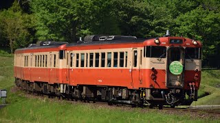 【ノスタルジー塗装3両！】因美線 みまさかスローライフ列車 智頭行き 智頭～土師間通過！