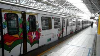 preview picture of video '台北捷運淡水線北投車站花博彩繪車Taipei MRT Beitou Station painted car the Expo'