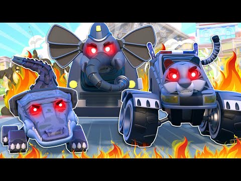 EVIL TWIN TEAM attacks Animatown! RESCUE SQUAD to the rescue! | Cars & Trucks Rescue Team