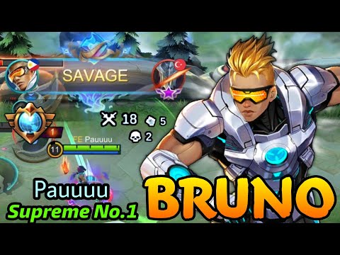 SAVAGE + 18 Kills Bruno No.1 Philippines! - Supreme No.1 Bruno by Pauuuu - MLBB