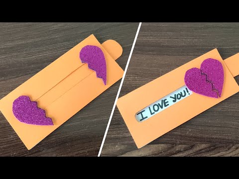 DIY - Heart Slider Card | Love Slider Card Tutorial | Surprise Message Card Making Ideas