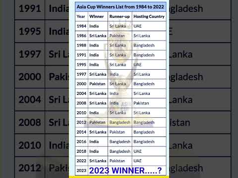 asia cup winners list / Asia cup winner list 1984 to 2022 / asia cup 2023