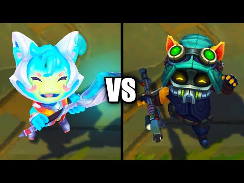Space Groove Teemo vs Omega Squad Teemo Legendary Skins Comparison (League of Legends)