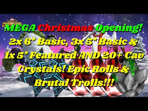 MEGA Christmas Opening! 2x 6 Star Basic/4x 5 Star/20+ Cav Crystals! Epic Rolls & Brutal Trolls #MCOC