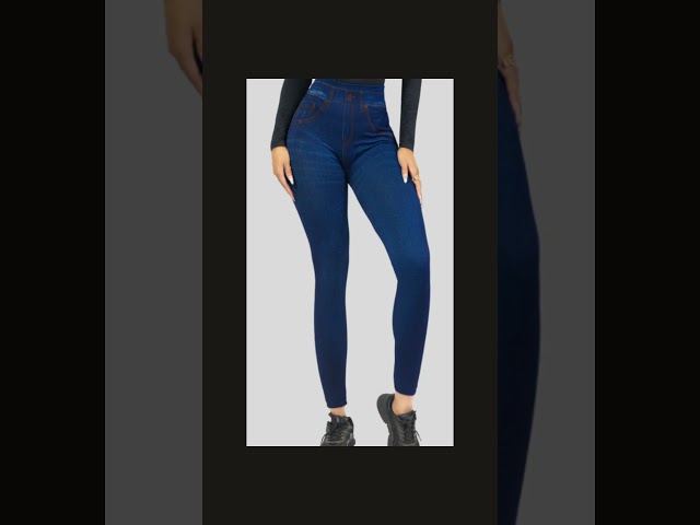 Vídeo relacionado con 2025 Leggings de mezclilla elásticos para mujer, con estampado de rayas térmicas, mallas de mezclilla, pantalones de senderismo, trajes de hip-yoga, pantalones de perlas, collar de mujer, azul, XXL